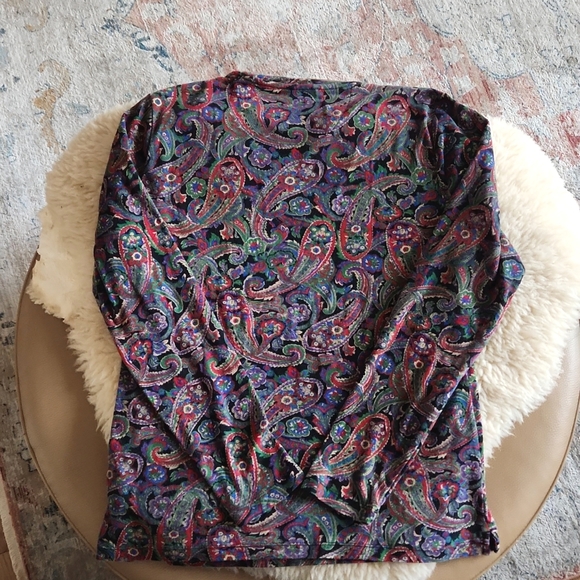 Beautiful Lauren Ralph Lauren Iconic Colorful Paisley Pattern Cotton Top ❤️🖤💜 - Picture 6 of 15